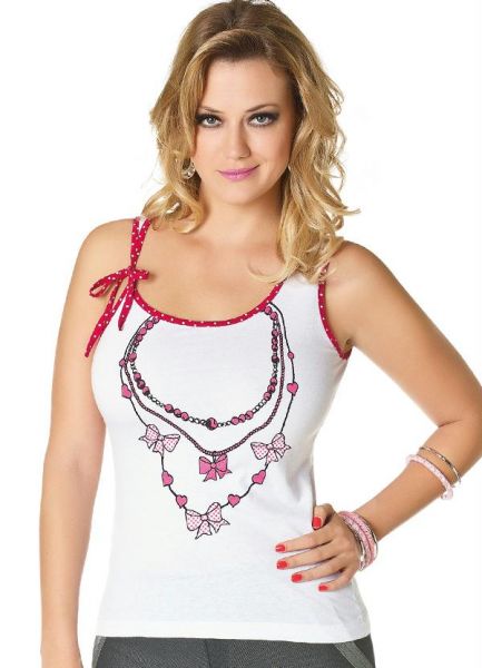 Blusa Branca com Detalhe de Lacinho na Alça