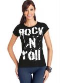 Camiseta Preta com Estampa Rock